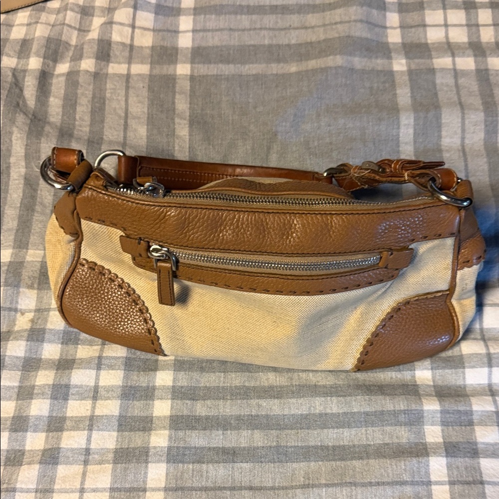 Prada Brown and Cream Shoulder Bag